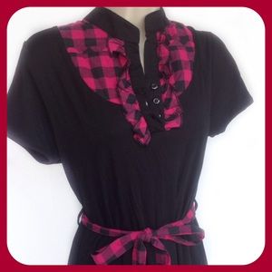 Ruffle Pink Plaid Top